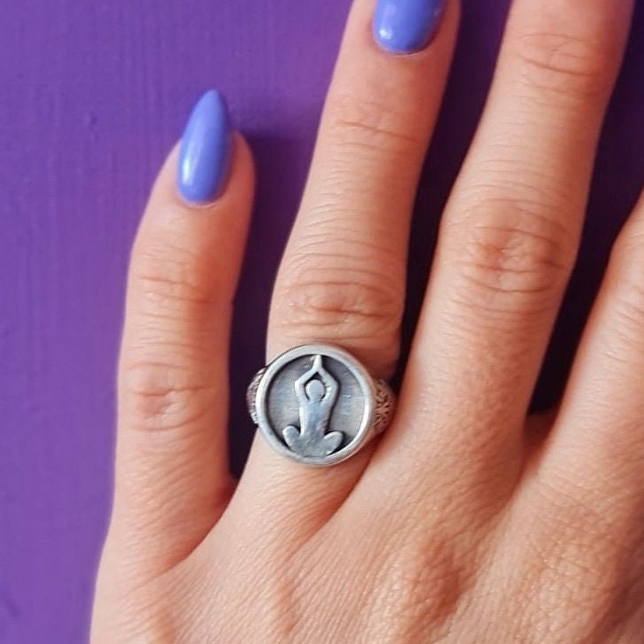Meditation Om Ring -925 Sterling Silver - Unique Symbol Design - Handmade