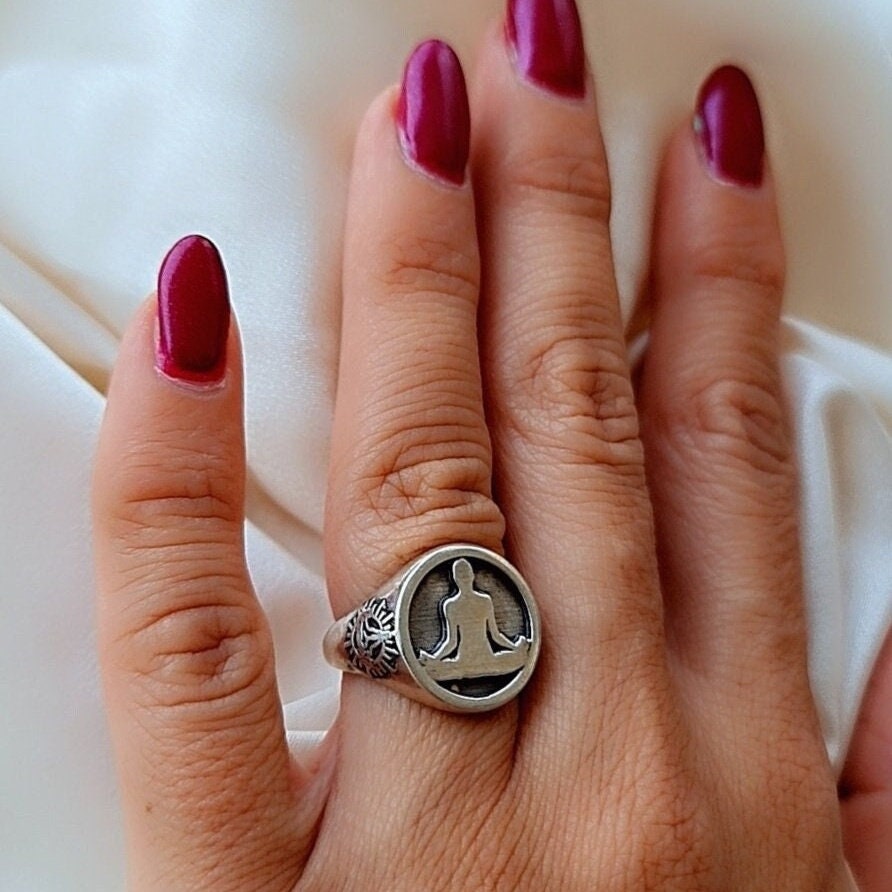 Meditation Namaste Ring - Sterling Silver, Handmade with 9 Grams - Yoga jewelry meditation vibe