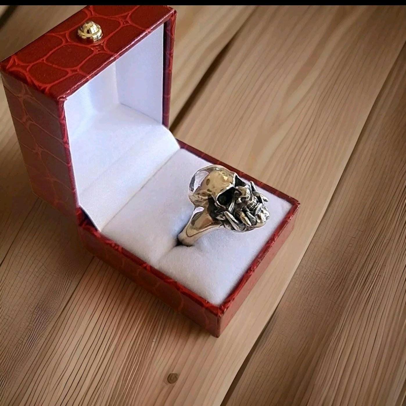 Samurai Japanese Skull Ring Sterling Silver Art, Ancient & Modern Japanese Style