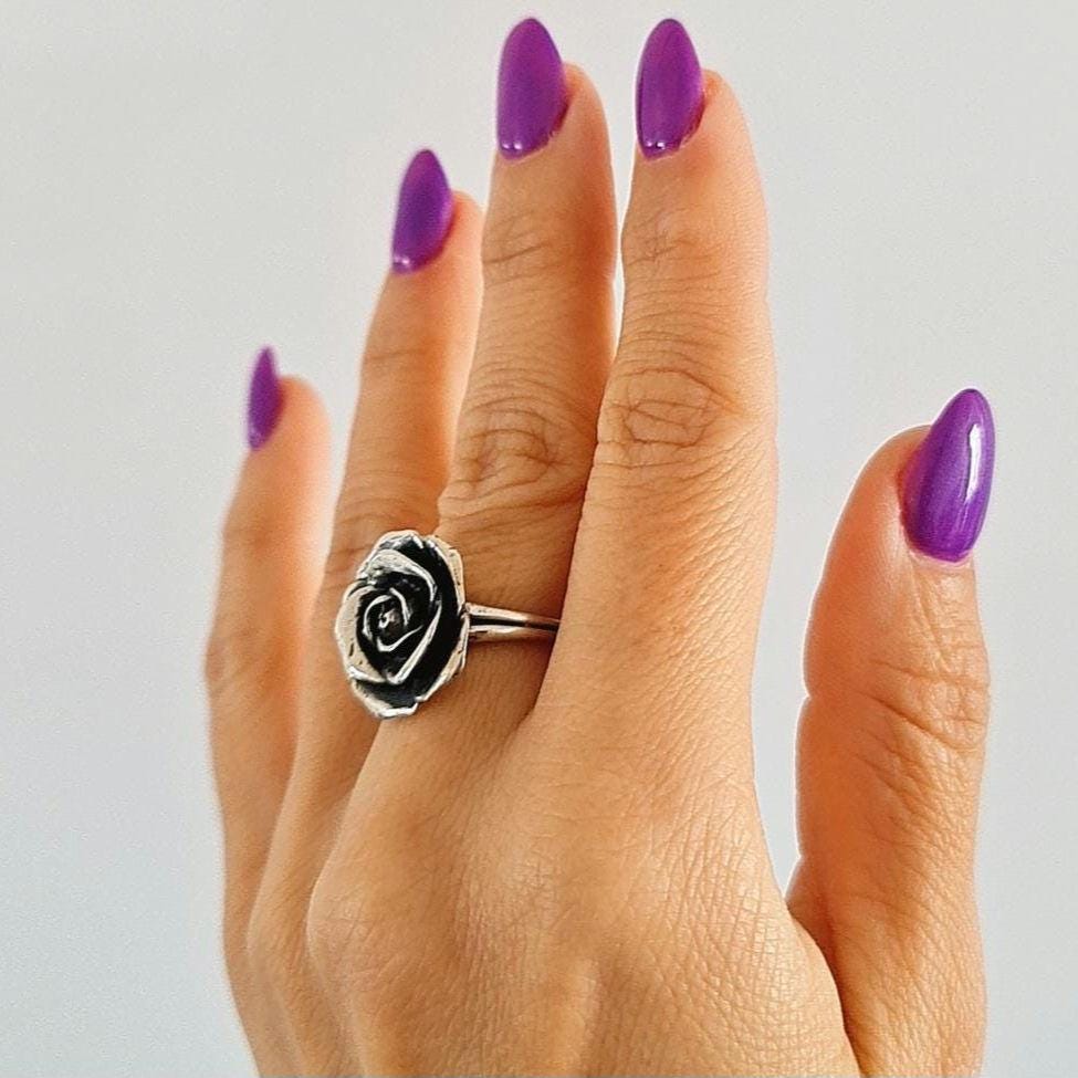 Handmade Sterling Silver Rose Ring: Floral Statement Jewelry