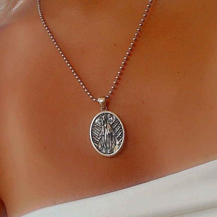Handmade Santa Muerte Pendant With Intricate Details - A Distinctly Crafted Necklace