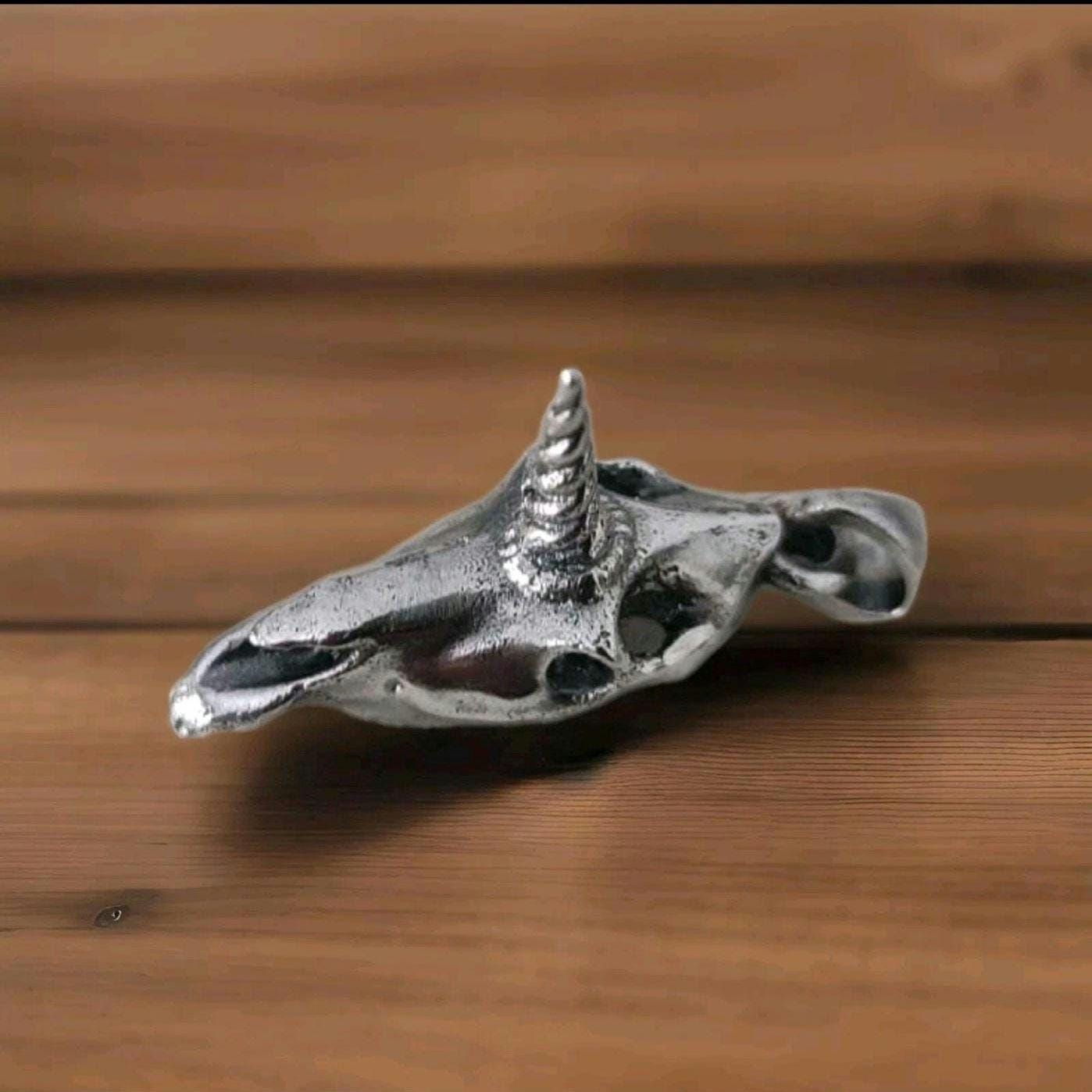 Unicorn Skull Pendant – Sterling Silver – Mythical Skeleton Jewelry – Enchanted Animal – Gothic Fantasy Gift