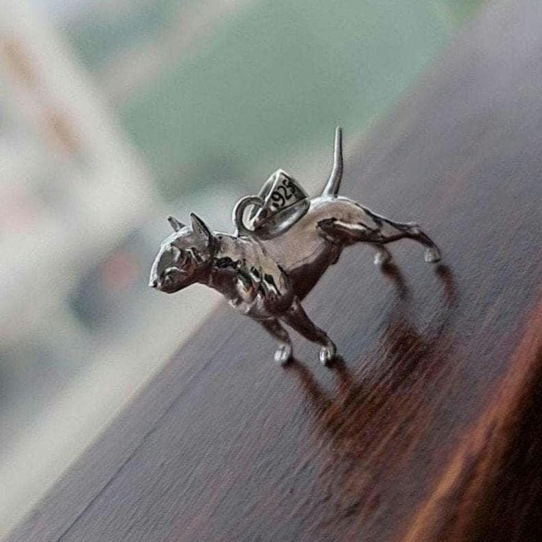 English bull Terrier figurine Pendant anatomically accurate - Gift for bully Lovers-Solid Sterling Silver