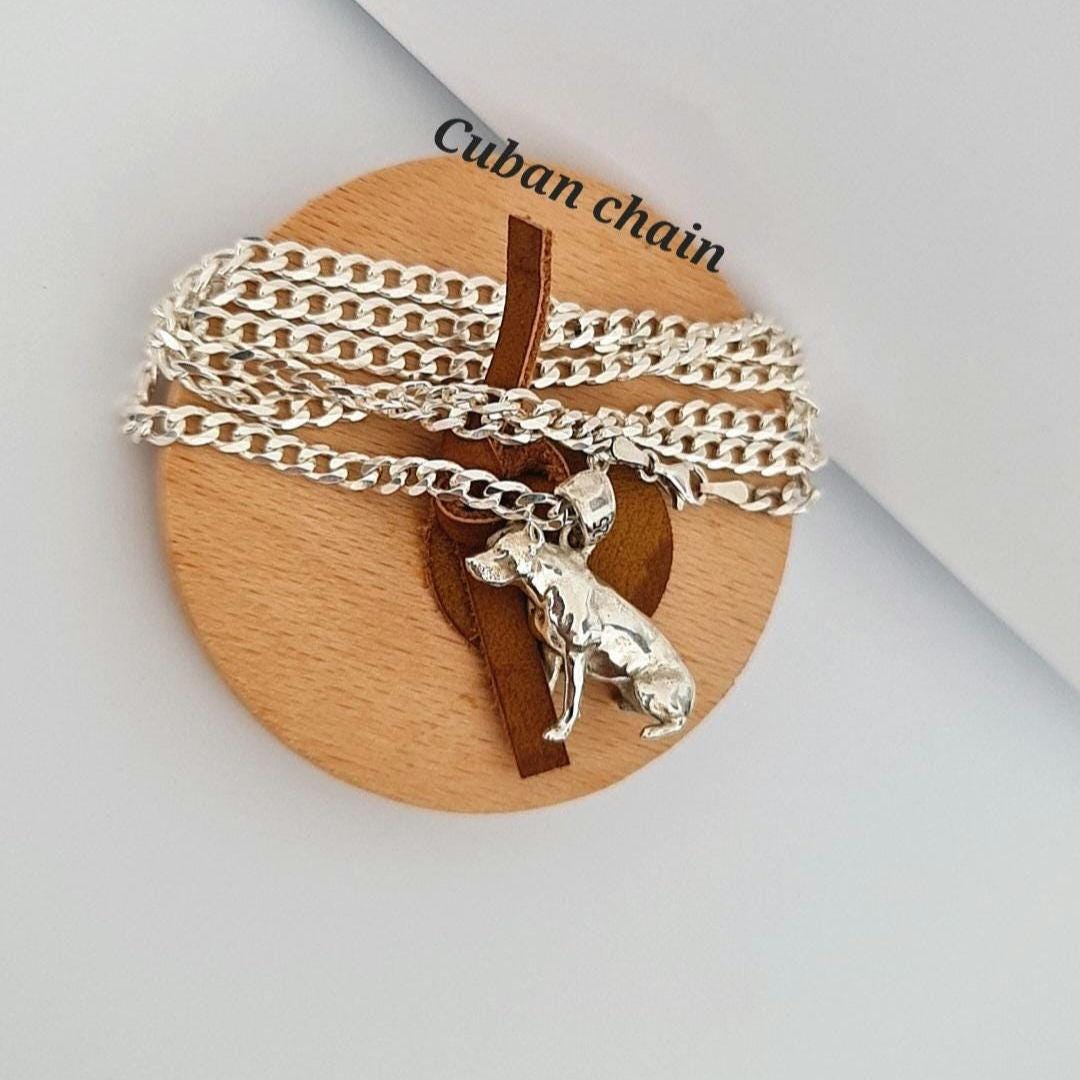 Pitbull Sterling Silver Solid figurine Pendant - Pitbull Gift for Lovers of the Breed