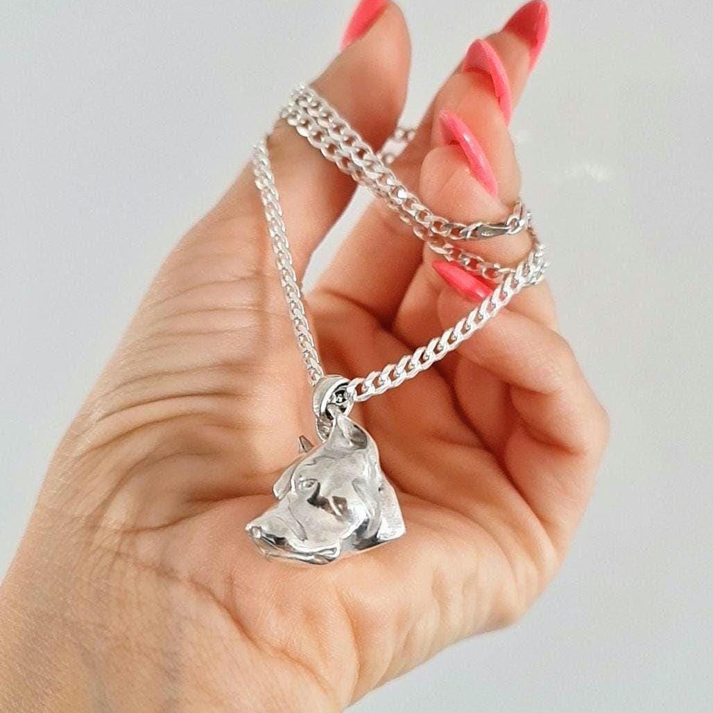Handmade Sterling Silver Pitbull Pendant: Bold Dog Lover Gift