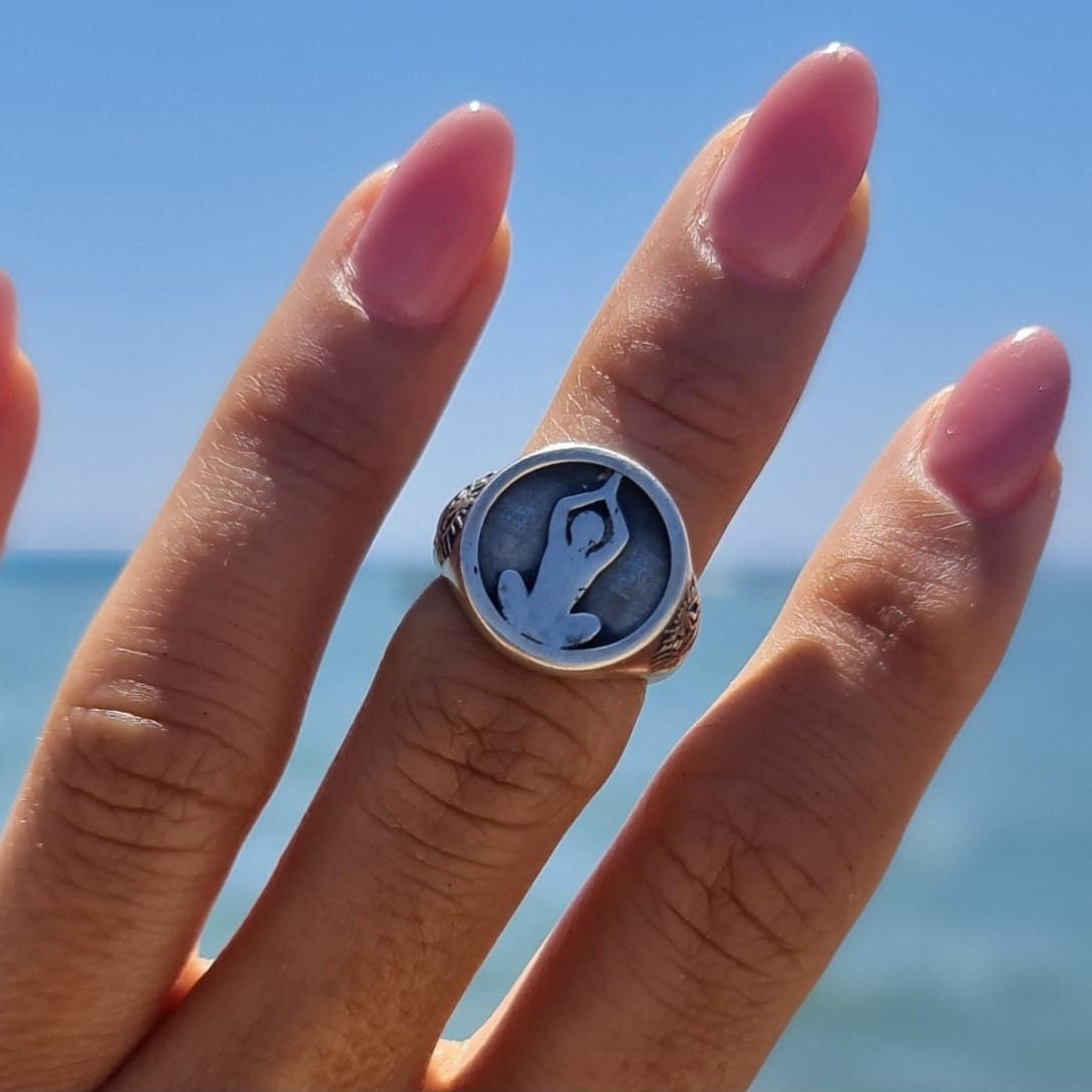 Meditation Om Ring -925 Sterling Silver - Unique Symbol Design - Handmade