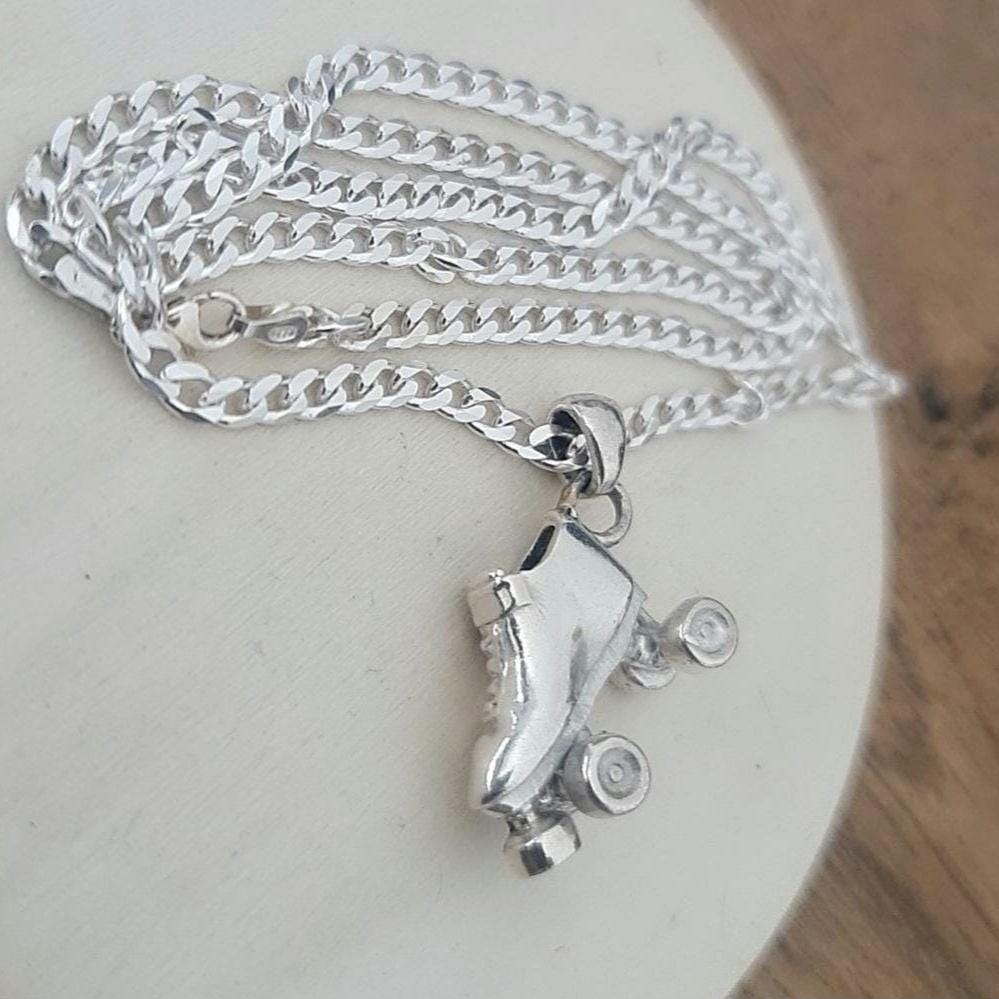 Handmade Sterling Silver Roller Skate Pendant: Skater Jewelry