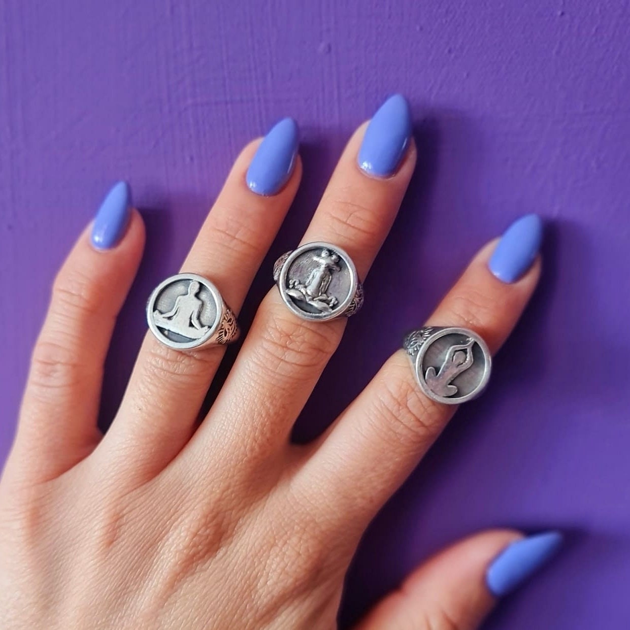 Meditation Om Ring -925 Sterling Silver - Unique Symbol Design - Handmade