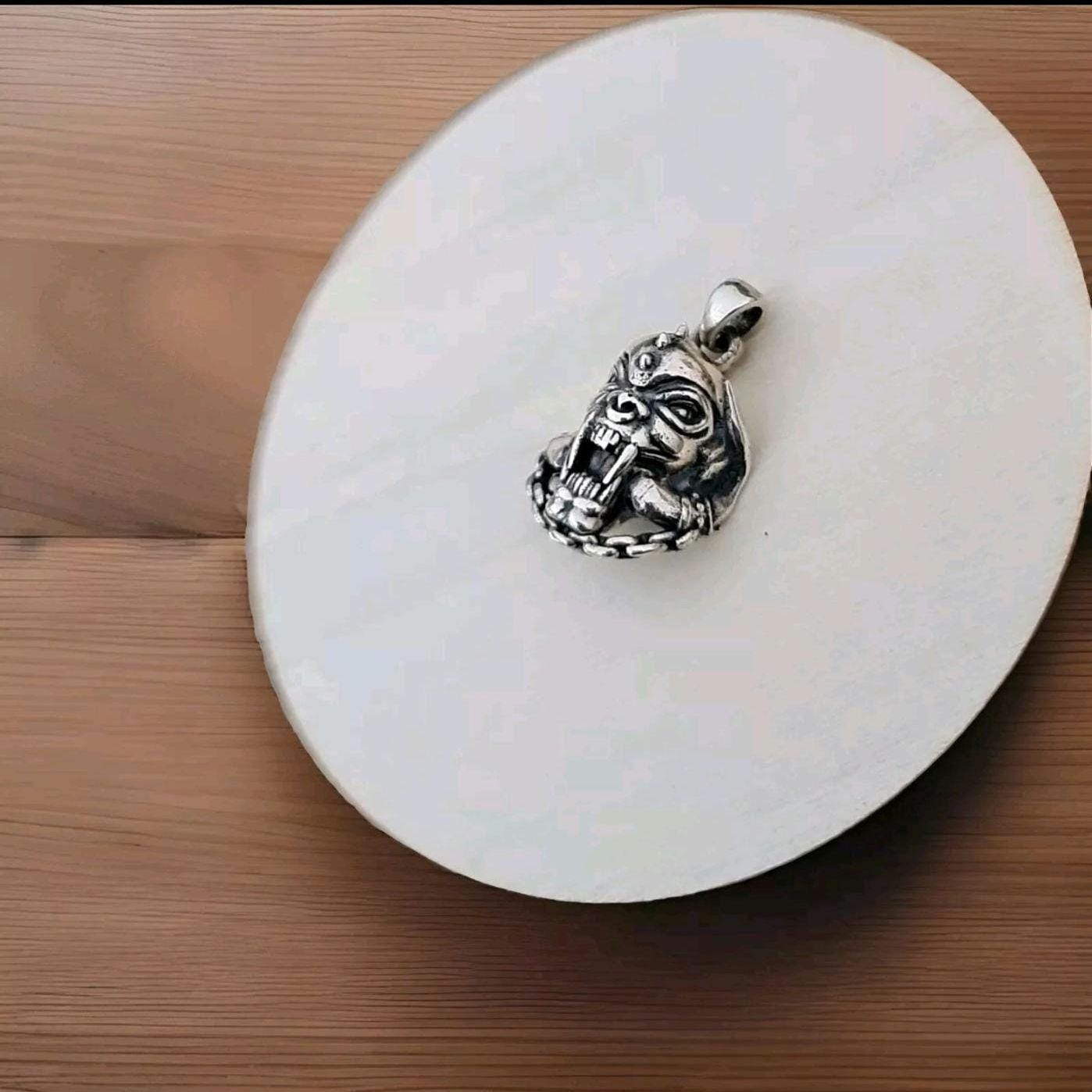 Snaggletooth War Pig Pendant- Sterling Silver-Heavy Duty Design for the Ultimate Rockstar