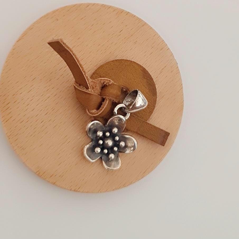 Oxidized Sterling Silver Flower Pendant: Vintage Floral Charm