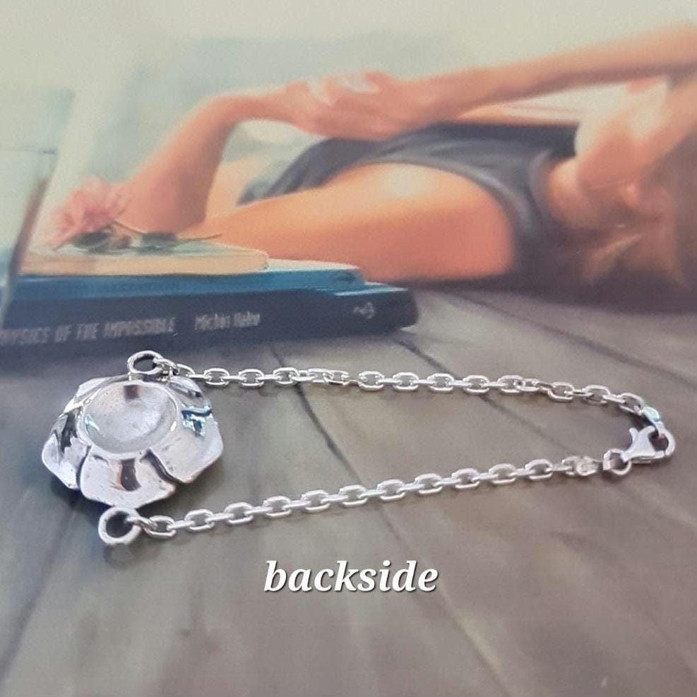 Sterling Silver Rose Bracelet: Chunky Elegant Flower Jewelry