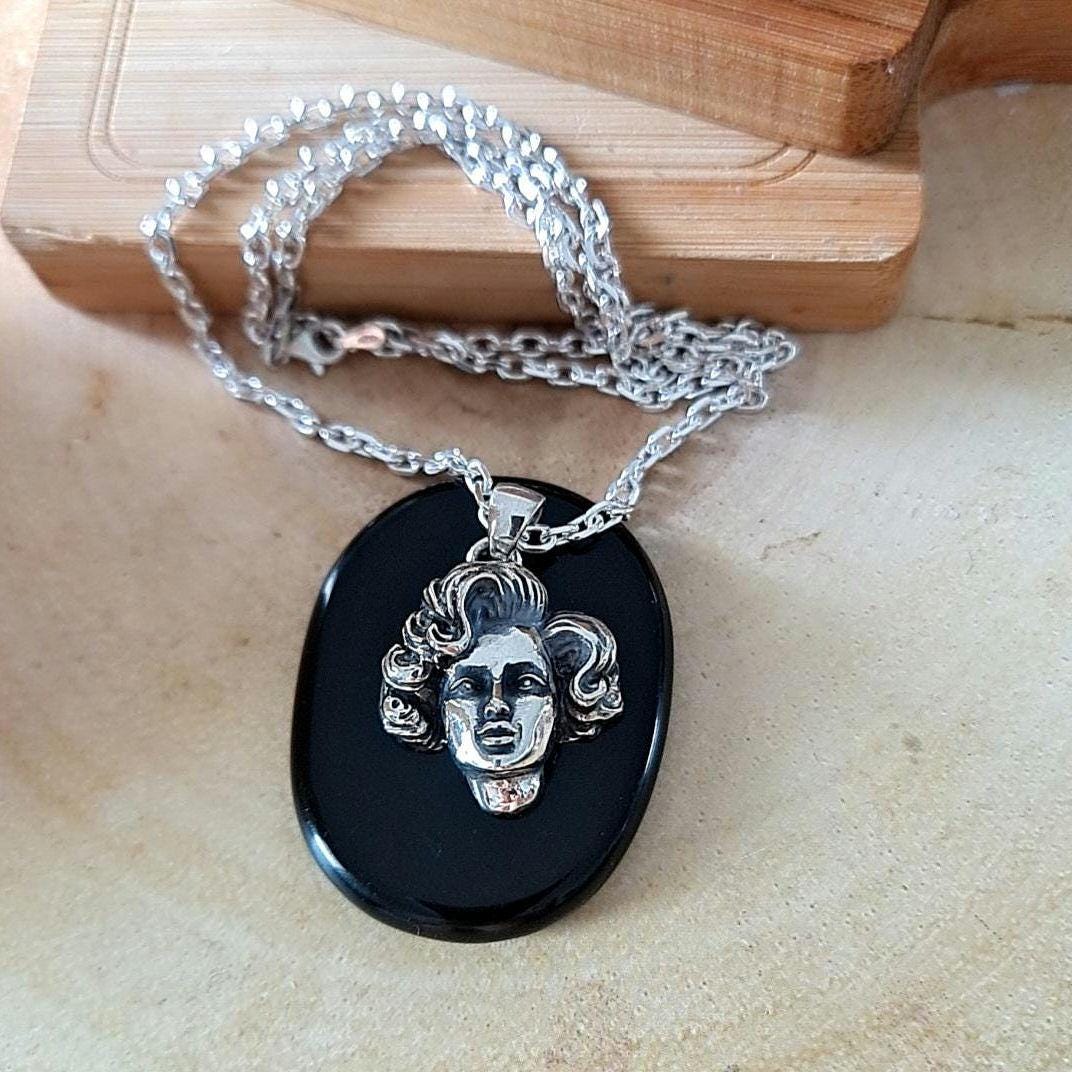 Vintage Sterling Silver Marilyn Monroe Movie Icon Pendant - Handmade 50s Starlet