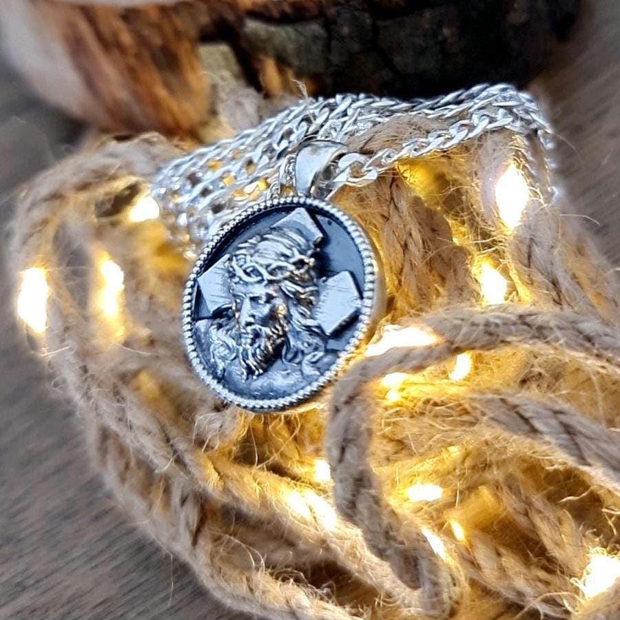 Handmade Sterling Silver Jesus Pendant Necklace: Religious Faith Jewelry