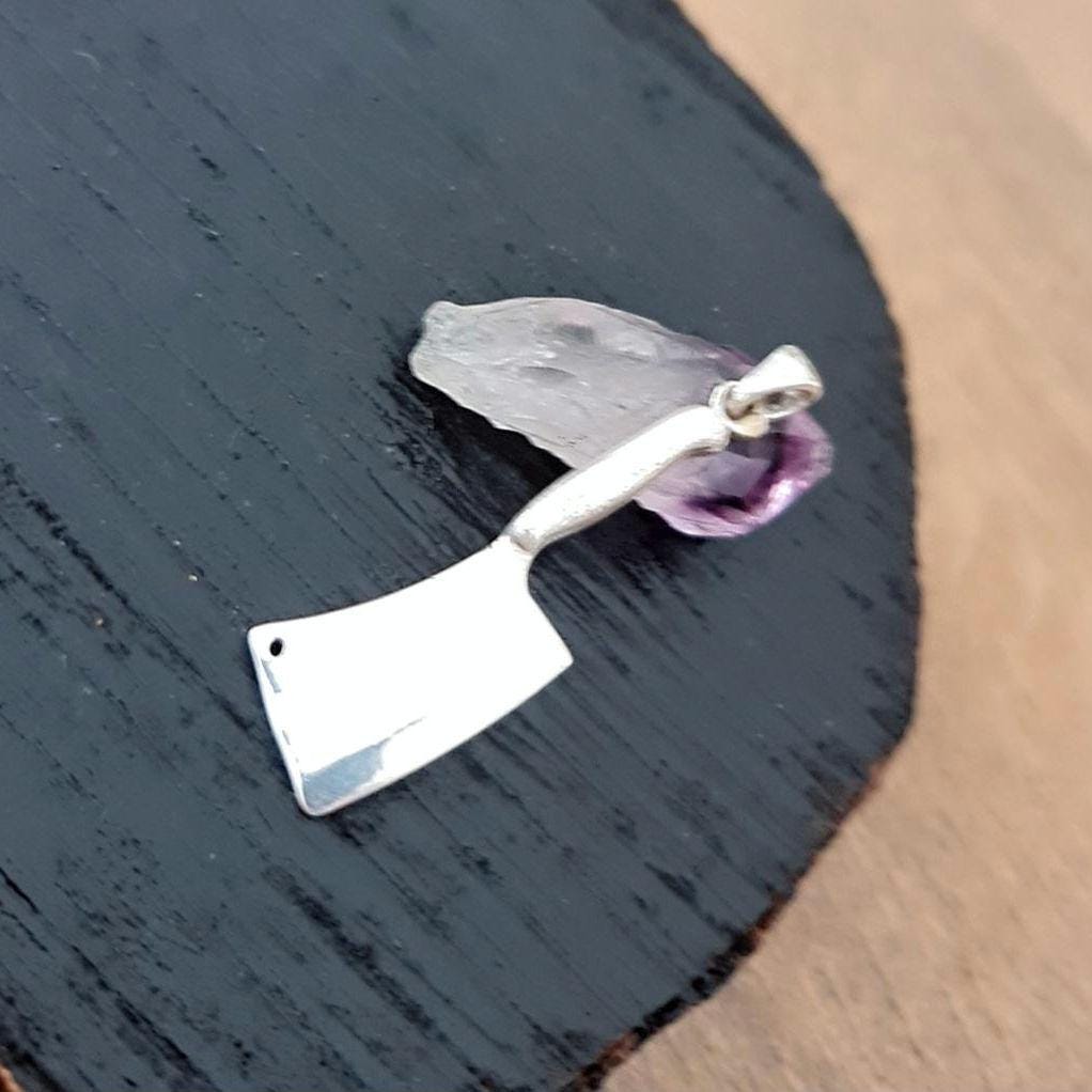 Sterling Silver Cleaver Pendant - Butcher Knife Necklace