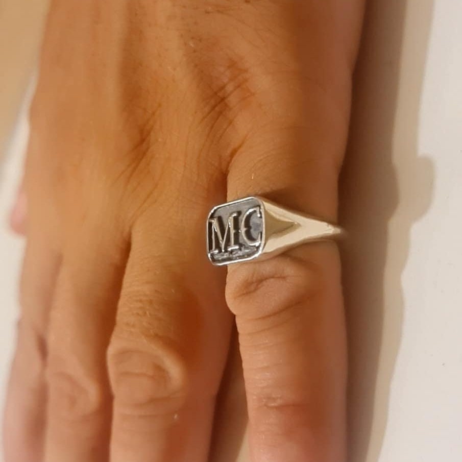 Handmade Sterling Silver MC Biker Ring: Edgy Outlaw Motorcycle Jewelry