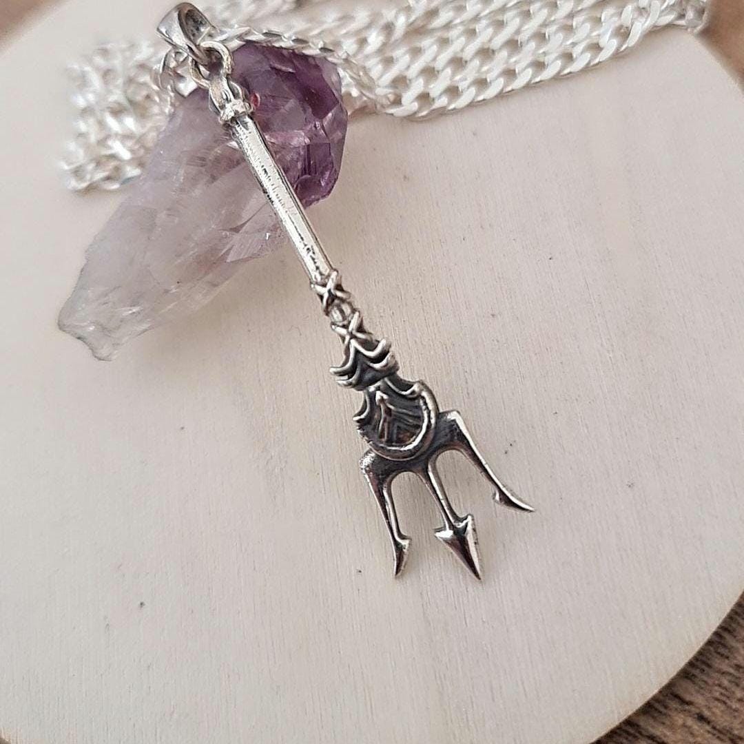 Poseidon's Trident 925 Silver Pendant- Poseidon's Weapon Harpoon - Mythical Design - Trident of Poseidon the Greek God of Sea