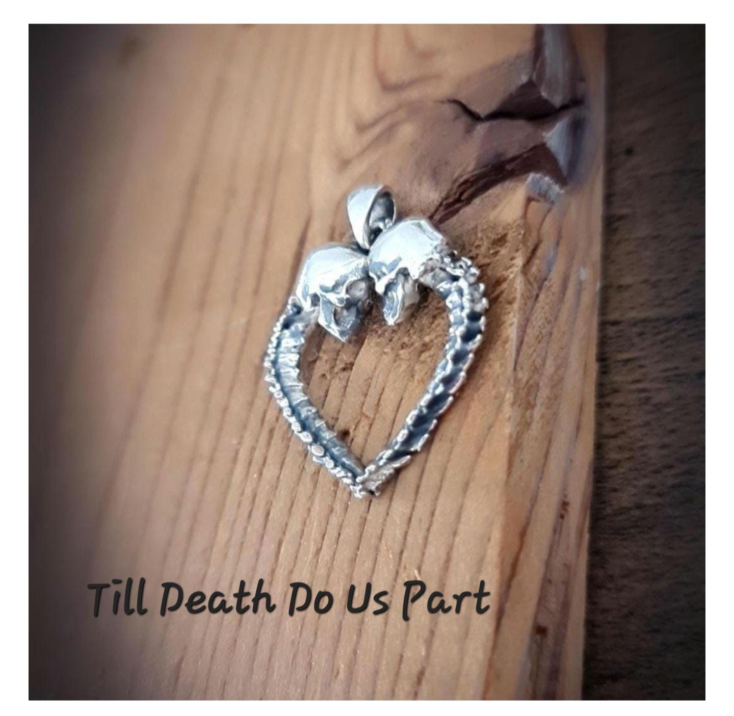 Skull Heart Pendant –Gothic Couple Necklace – – Dark Romance – Till Death Do Us Part