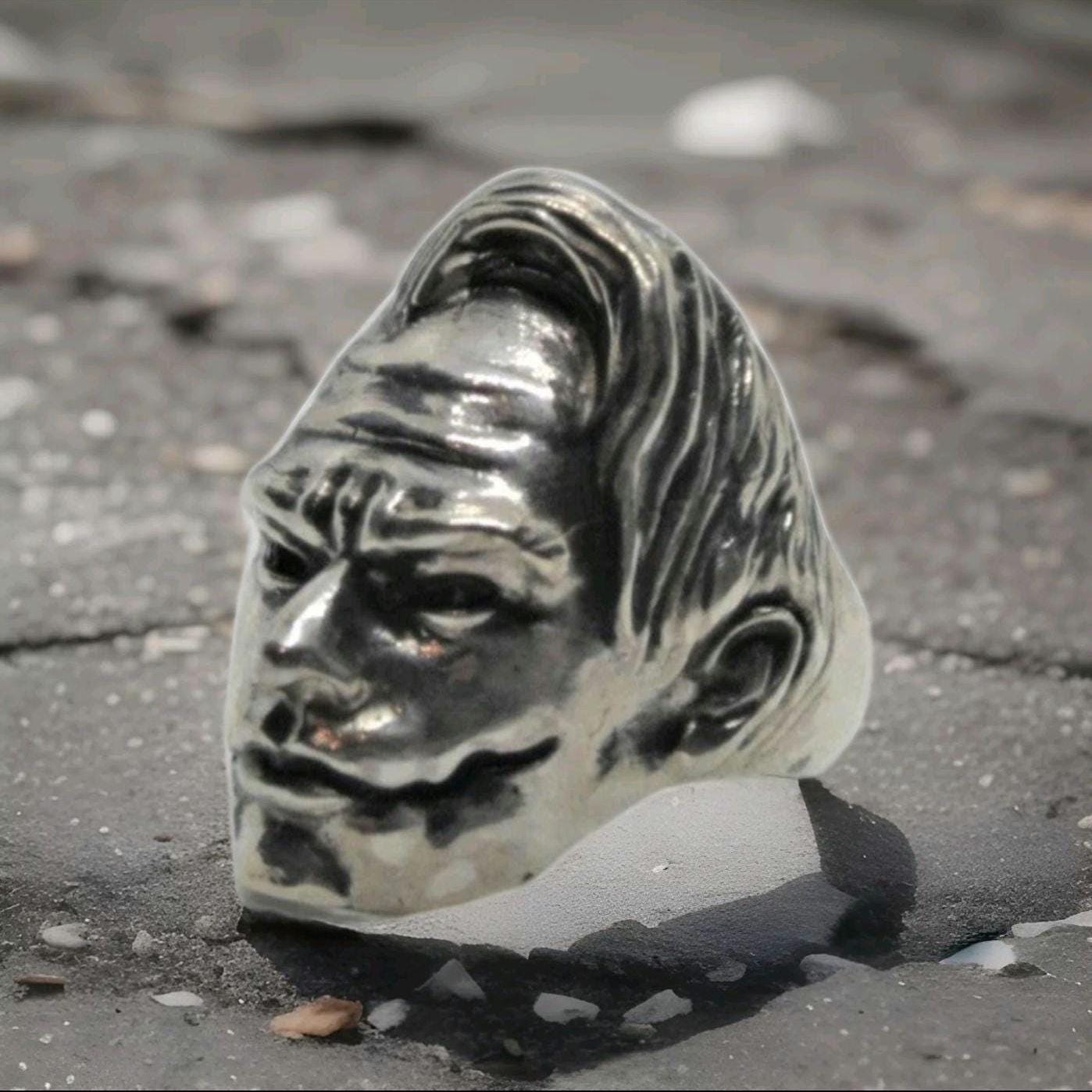 Handmade Sterling Silver Joker Ring: Intricate Statement Jewelry Gift