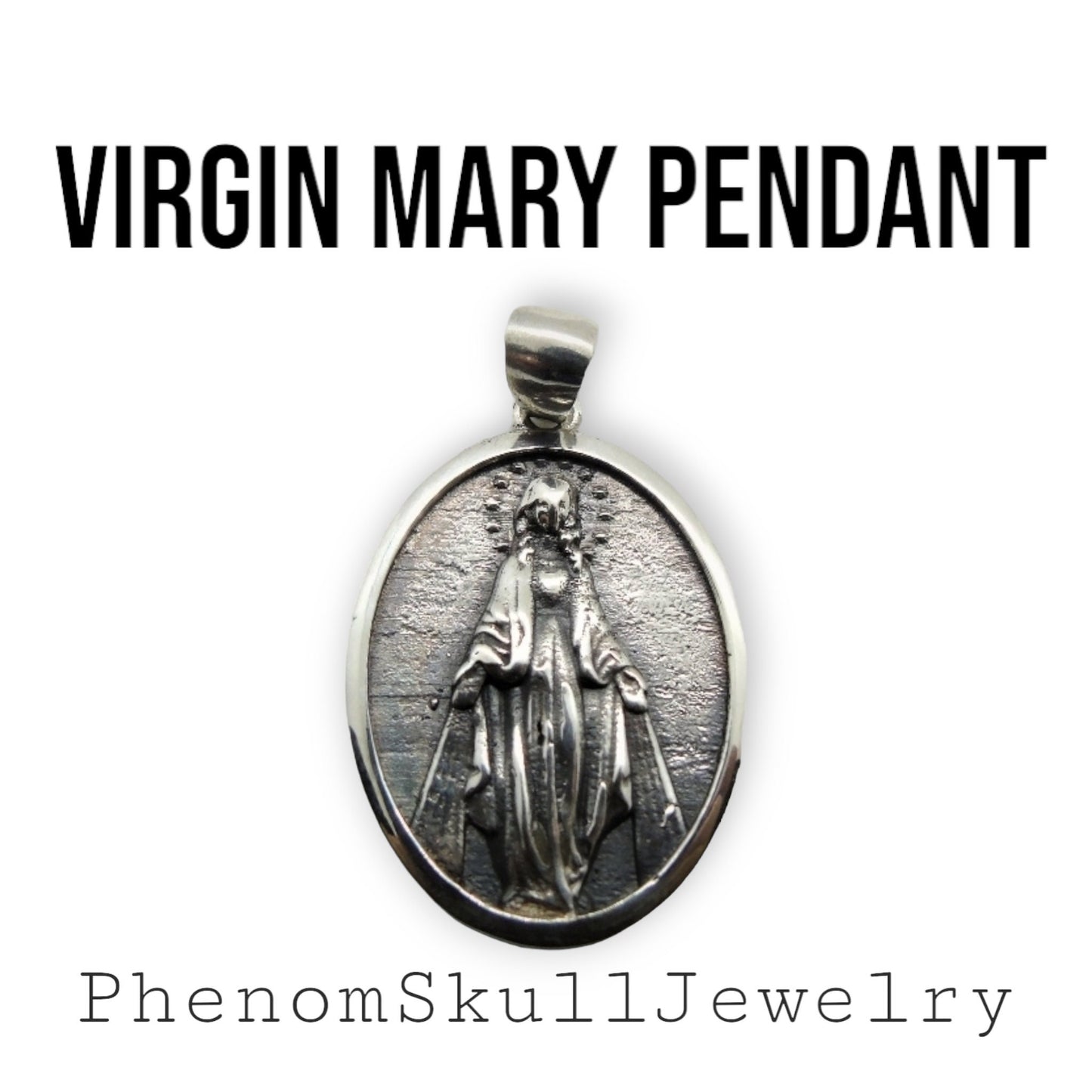 Virgin Mary Pendant - Mother of All - Religious Symbol of Protection Silver Jewelry