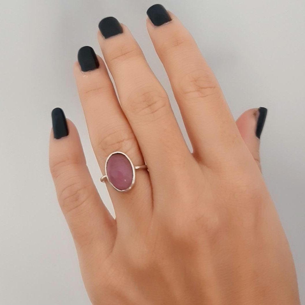 Handmade Oval Amethyst Ring: 925 Sterling Silver, February Birthstone
