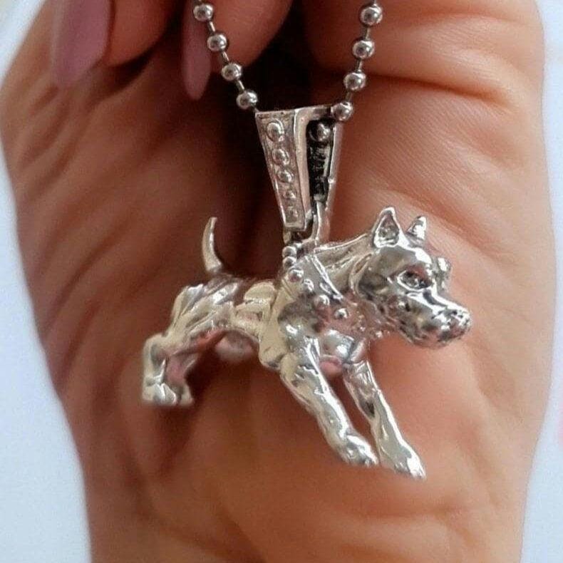 Handmade Sterling Silver American Pit Bull Pendant: Dog Lover Gift