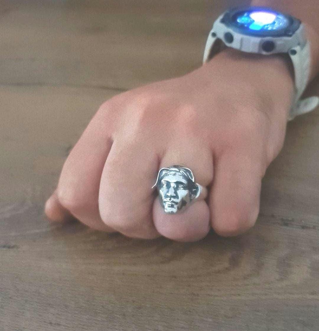 Handmade Sterling Silver Tupac Rapper Ring