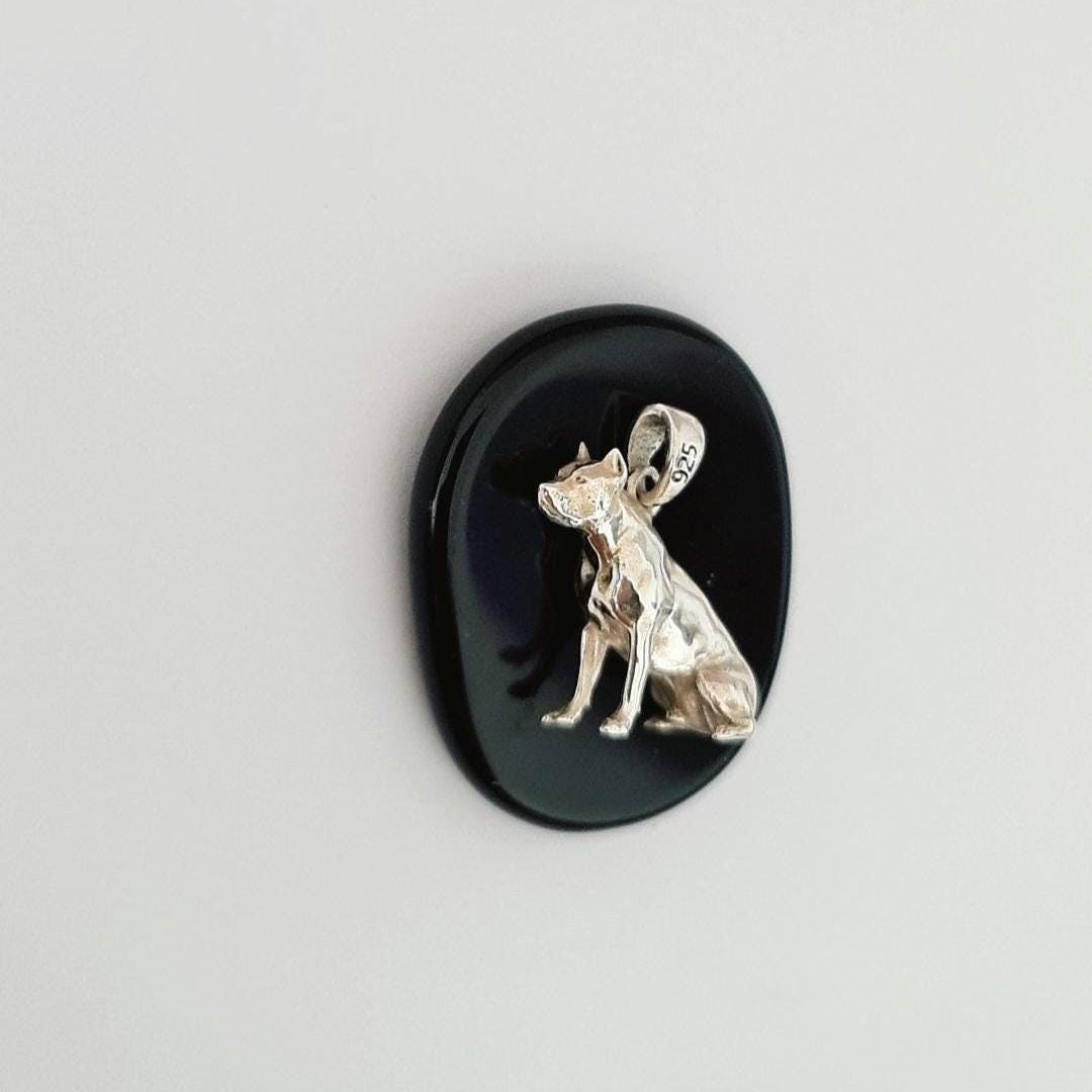 Pitbull Sterling Silver Solid figurine Pendant - Pitbull Gift for Lovers of the Breed