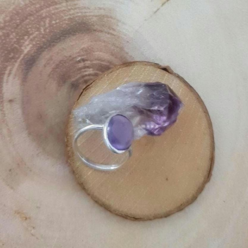 Handmade Oval Amethyst Ring: 925 Sterling Silver, February Birthstone