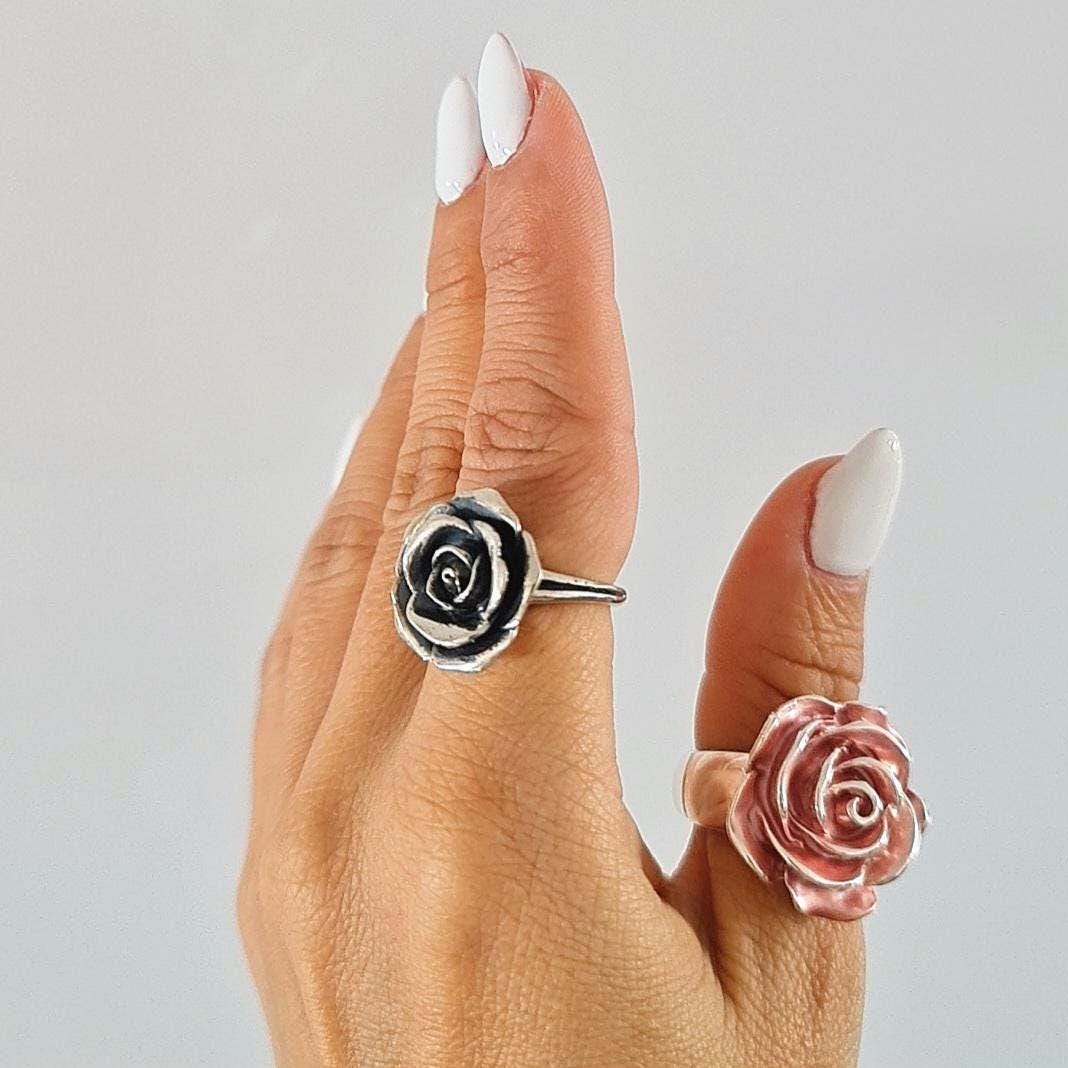 Handmade Sterling Silver Rose Ring: Floral Statement Jewelry