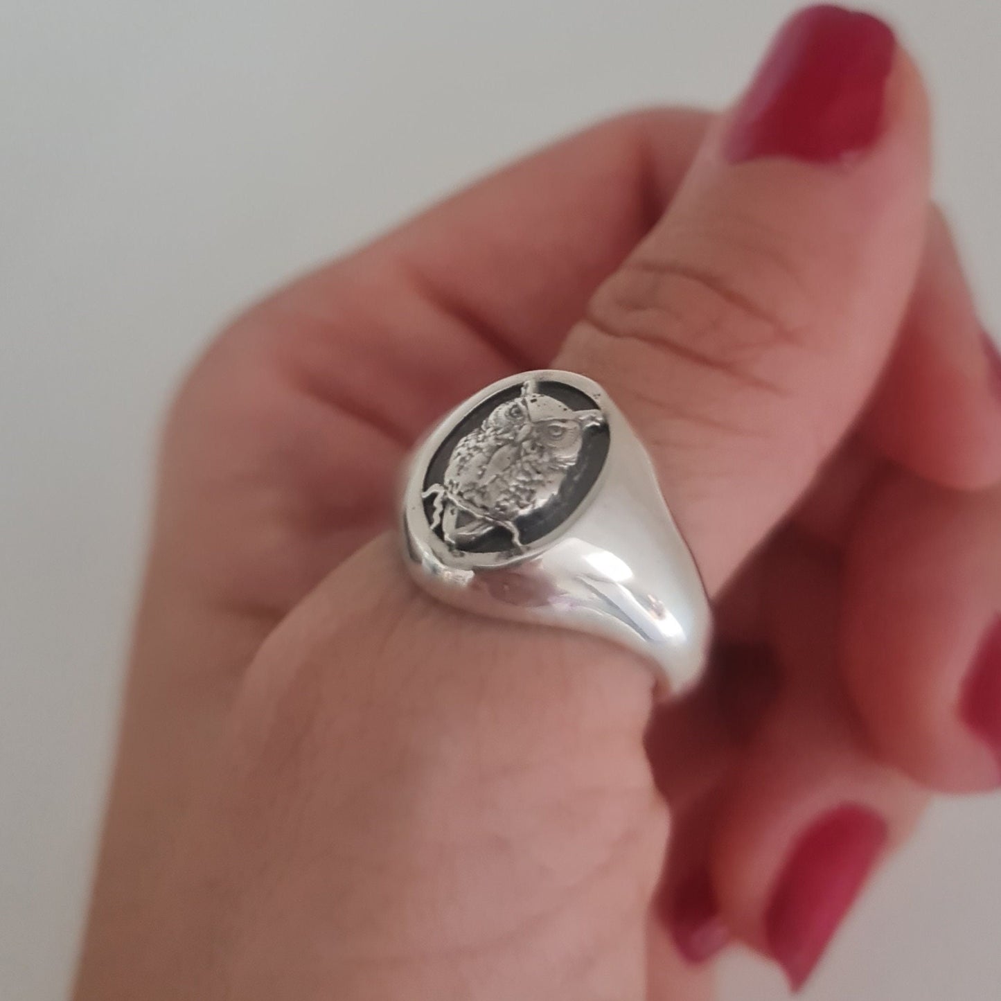 Handmade Sterling Silver Owl Ring: Animal Jewelry Gift