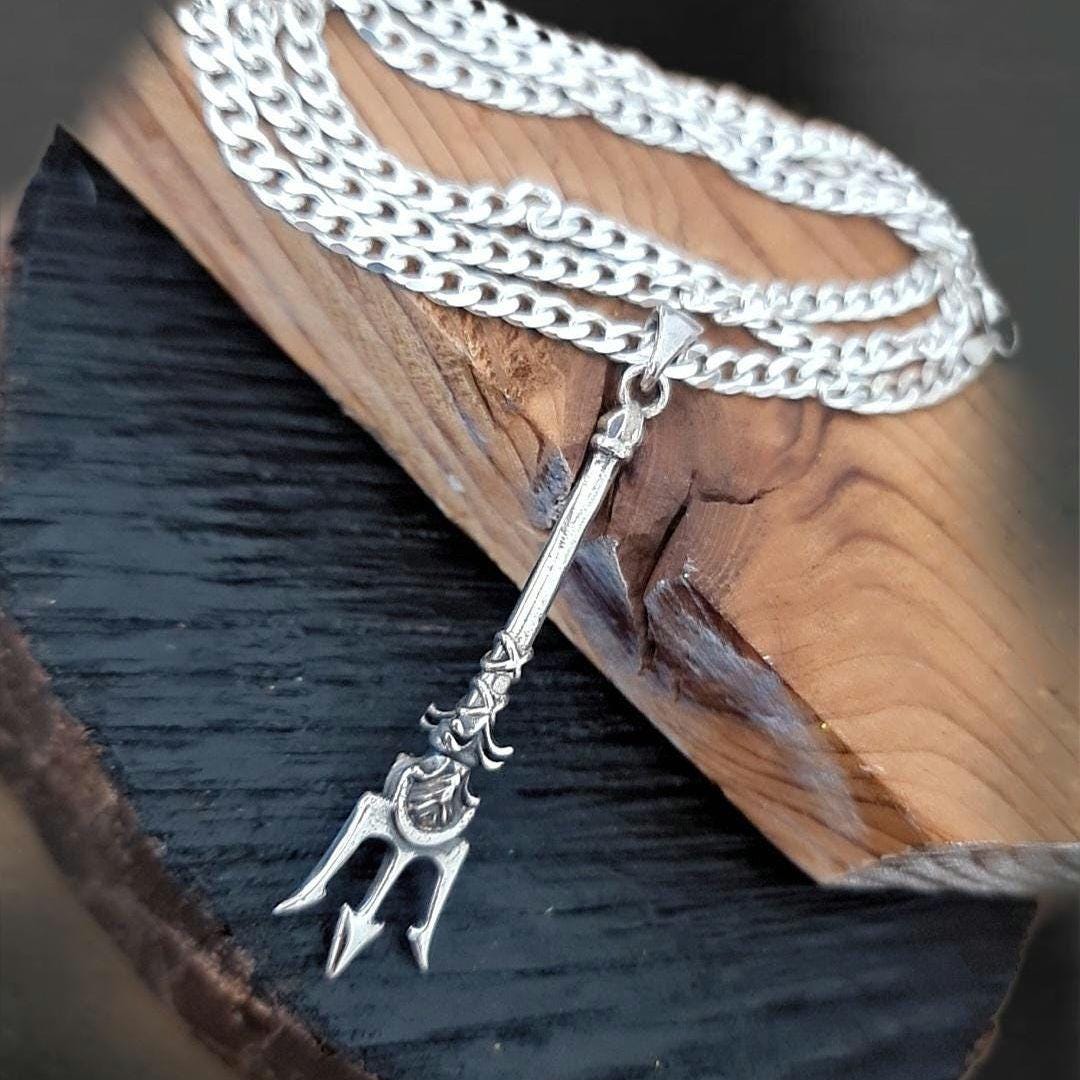 Poseidon's Trident 925 Silver Pendant- Poseidon's Weapon Harpoon - Mythical Design - Trident of Poseidon the Greek God of Sea