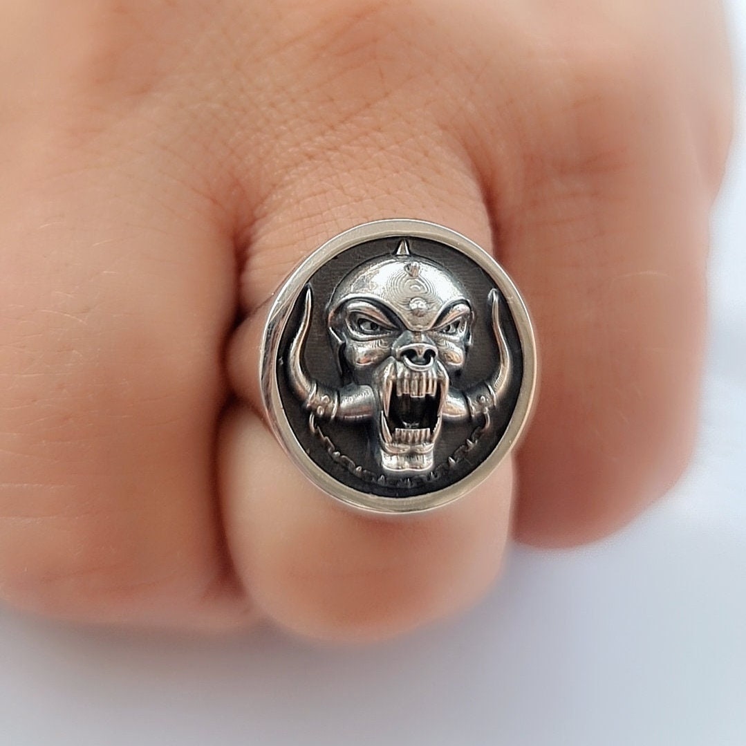Snaggletooth War Pig Ring-Solid 925 Silver-Heavy Duty Design for the Ultimate Rockstar