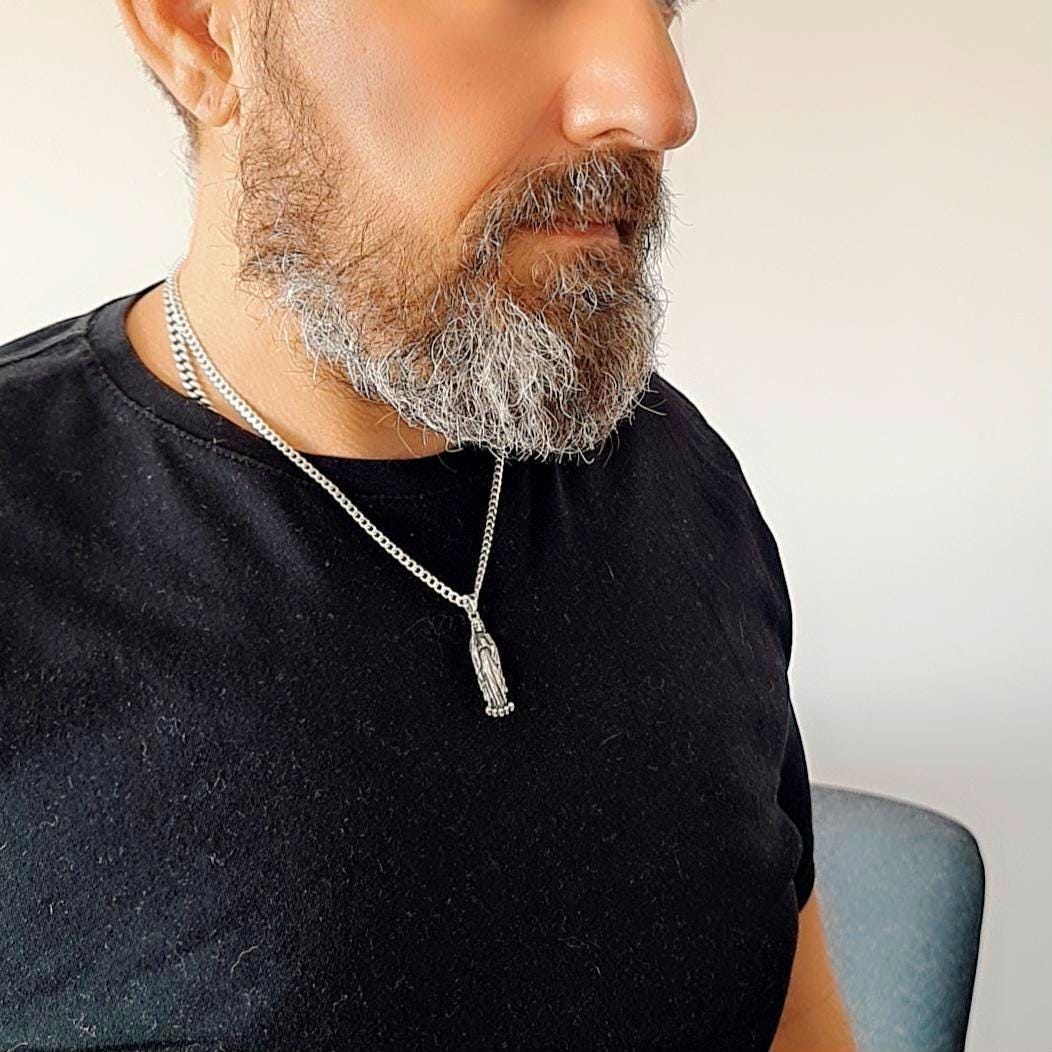 Handmade Santa Muerte Pendant Sterling Silver Gothic Necklace