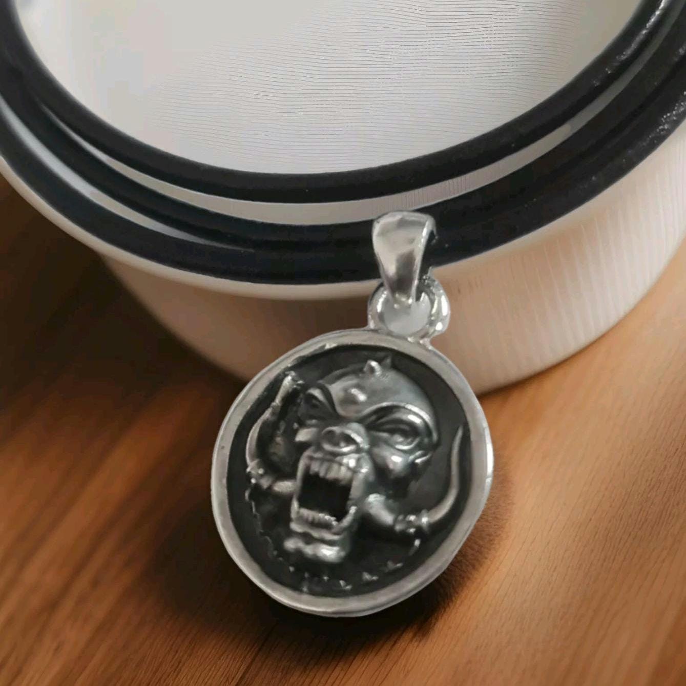 Motorhead Snaggletooth War Pig Pendant-Solid 925 Sterling Silver-Heavy Duty Design for the Ultimate Rockstar -