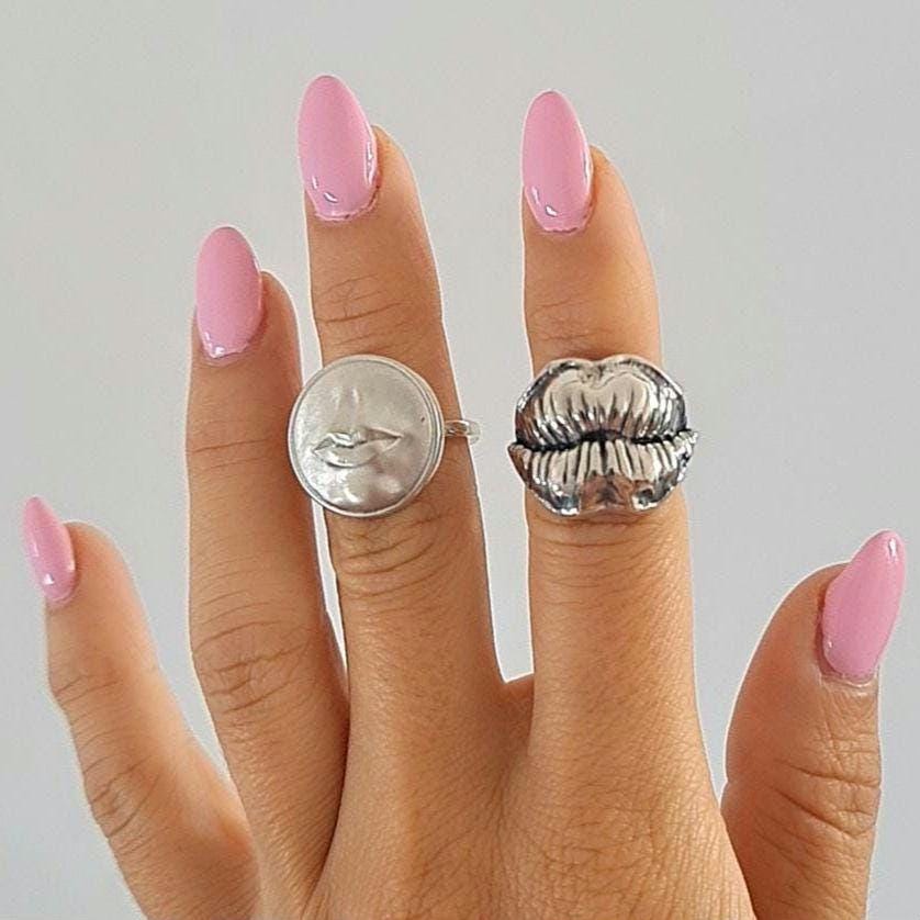 Kissing Lips Ring - sterling silver masterfully designed to convey a message of love & affection