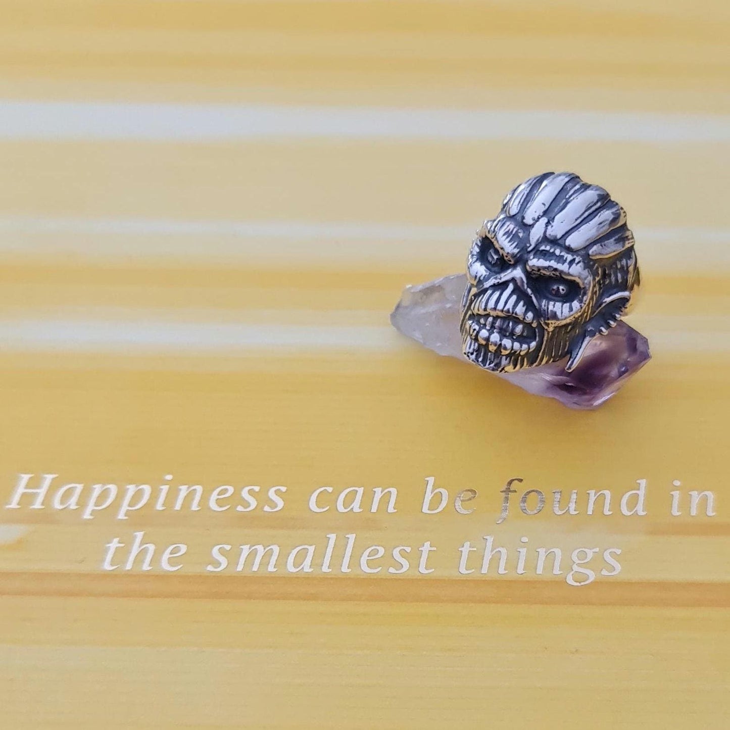 Iron Maiden Book of Souls -Eddie Mayan Warrior Skull Ring -solid -Unique design-Rock Heavy metal sterling silver