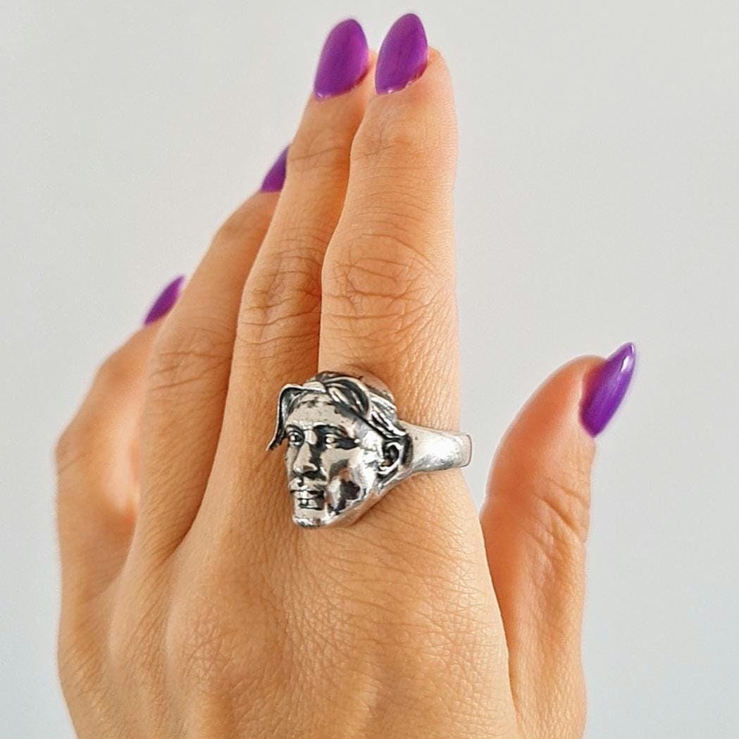 Handmade Sterling Silver Tupac Rapper Ring