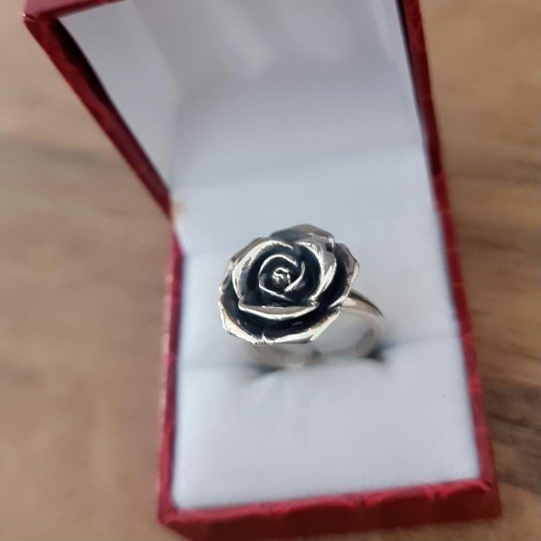 Handmade Sterling Silver Rose Ring: Floral Statement Jewelry