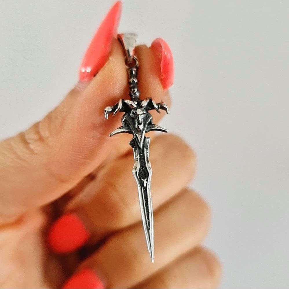 Frostmourne Sword Pendant , Wow, World of Warcraft , Lich King, Handmade 925 Sterling Silver