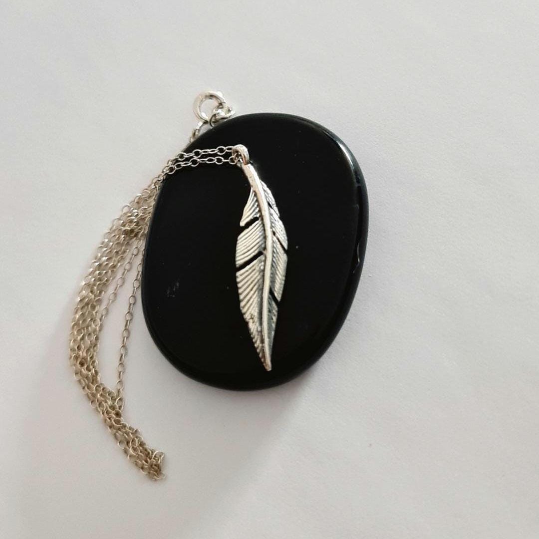 Delicate Feather Necklace 925 Sterling Silver – 45cm Chain – Minimalist Boho