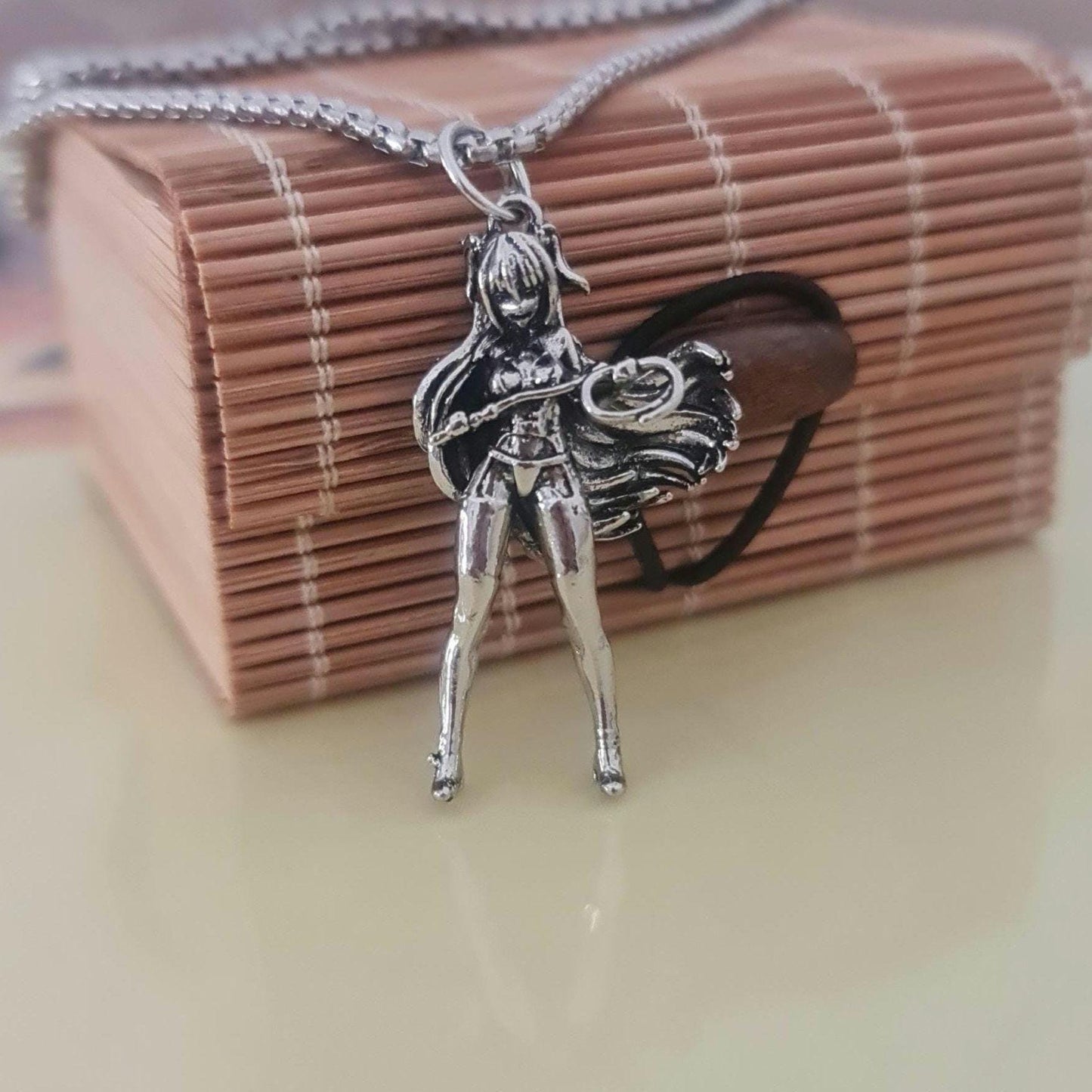 Anime Bunny Girl Cosplay style sexy long haired Girl with whip rope Necklace