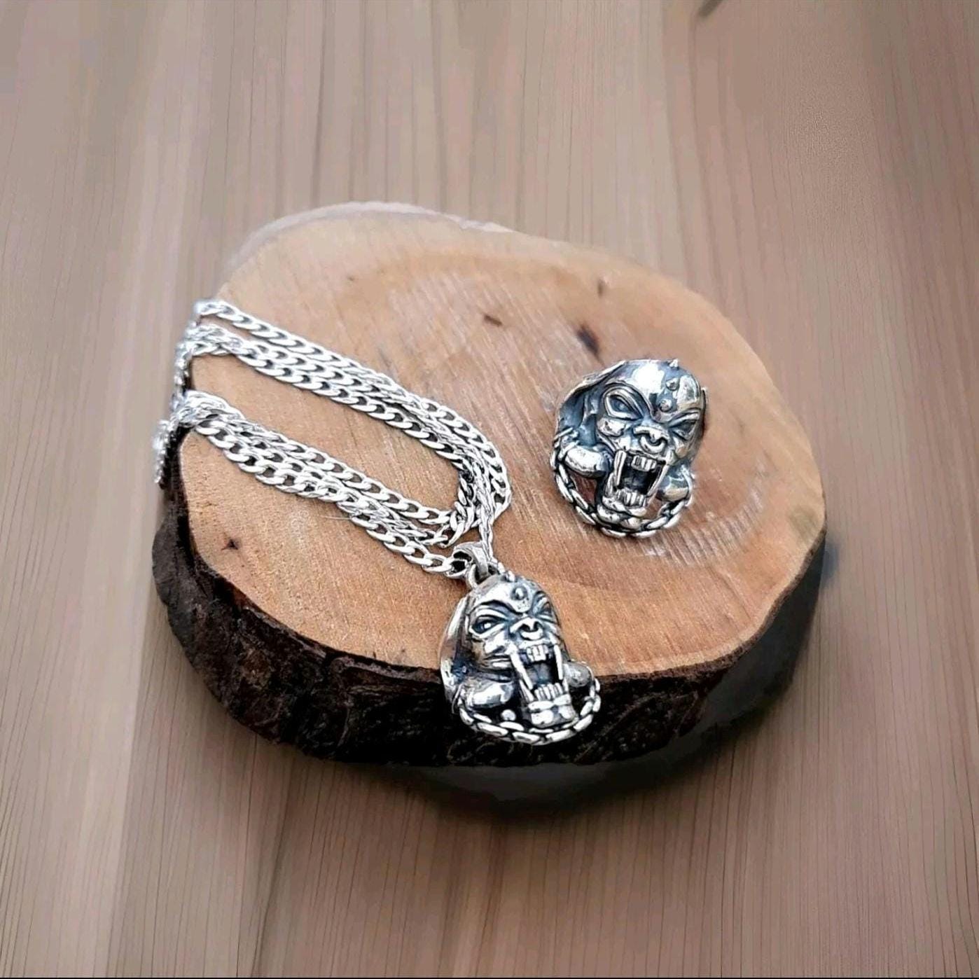 Handmade 925 Silver War Pig Ring: Gothic Rockstar Jewelry