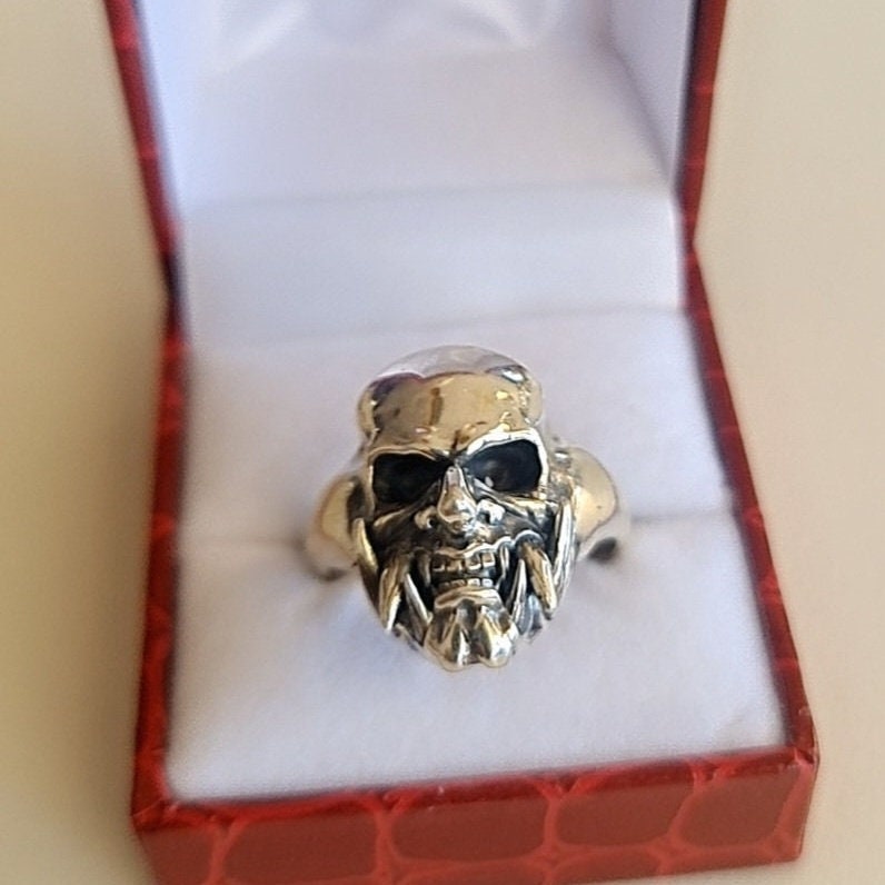 Samurai Japanese Skull Ring Sterling Silver Art, Ancient & Modern Japanese Style