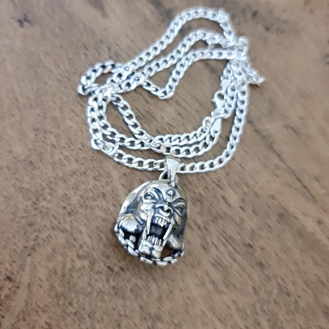 Snaggletooth War Pig Pendant- Sterling Silver-Heavy Duty Design for the Ultimate Rockstar