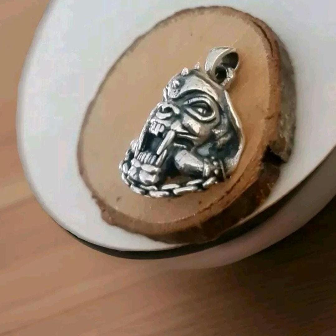 Snaggletooth War Pig Pendant- Sterling Silver-Heavy Duty Design for the Ultimate Rockstar