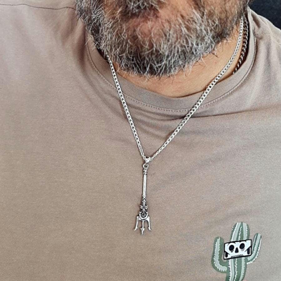Poseidon's Trident 925 Silver Pendant- Poseidon's Weapon Harpoon - Mythical Design - Trident of Poseidon the Greek God of Sea