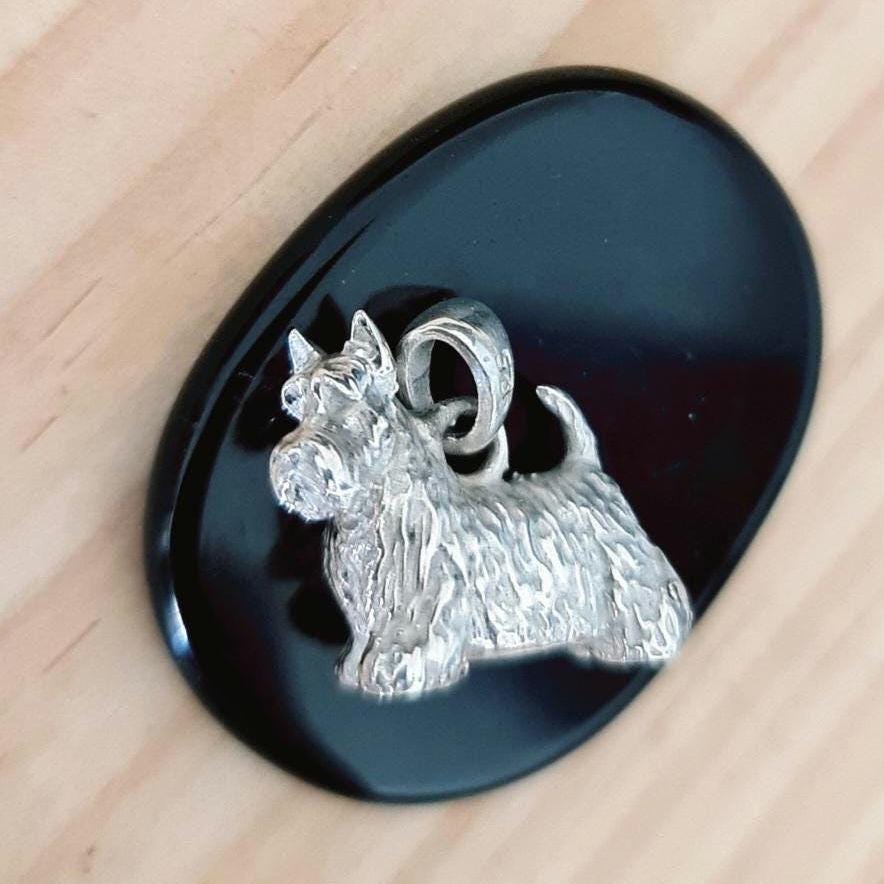 Scottish Terrier figurine pendant- Sculpture-Realistic Scottie Model - 925 sterling silver Solid & Sturdy