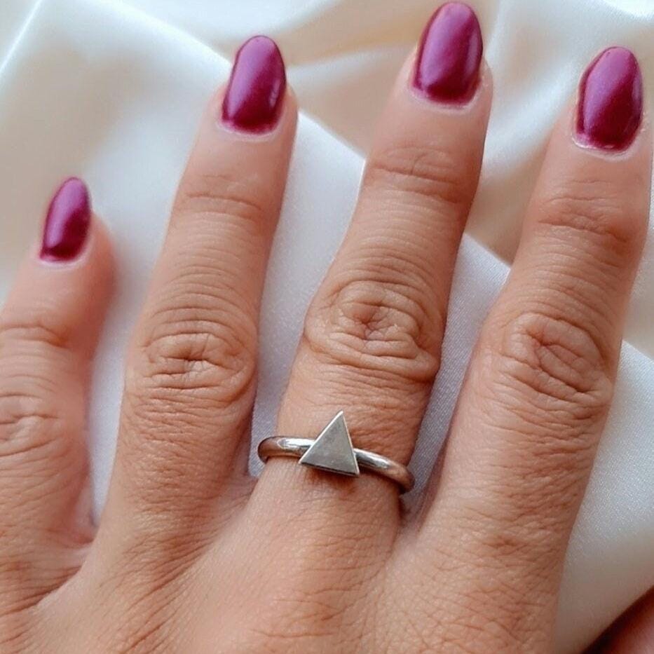 Handmade Sterling Silver Triangle Ring: Minimalist Geometric Jewelry