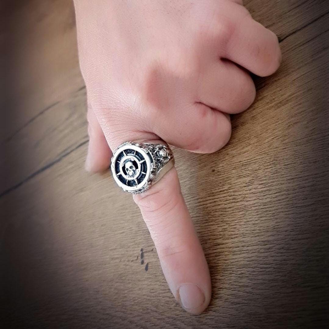 Nautical Pirate Ring - Discover Adventure ,Style with our Punk-Inspired Signet Ring 925 Sterling silver