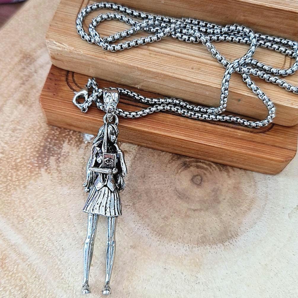 Oversized school girl Necklace ,Cosplay anime girl ,Cartoon style, statement 8 cm 5 in